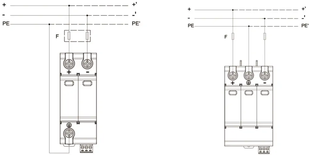 GSP9-C40PV 600V 1000V DC Surge Protective Device Wiring Diagram for Solar PV System