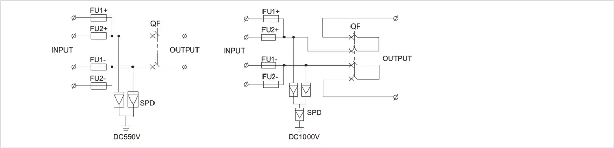GYPV/2-1 DC Combiner Box wiring diagram for solar PV system
