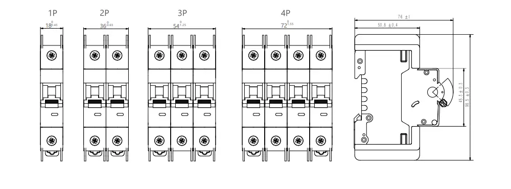GYH8-63 DC Switch Disconnector outline and installation dimensions