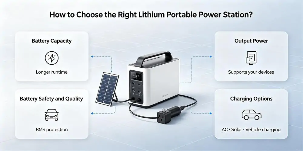 How to Choose the Right Lithium Portable Power Station How to choose a lithium portable power station based on battery capacity and output power
