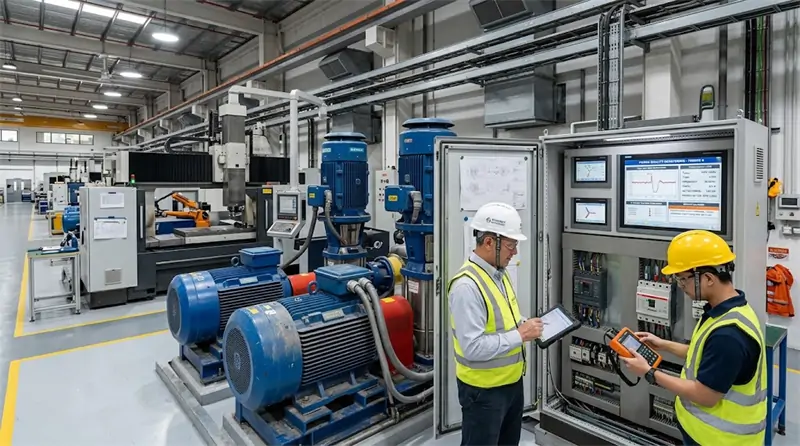 Industrial motor causing voltage fluctuation in electrical system