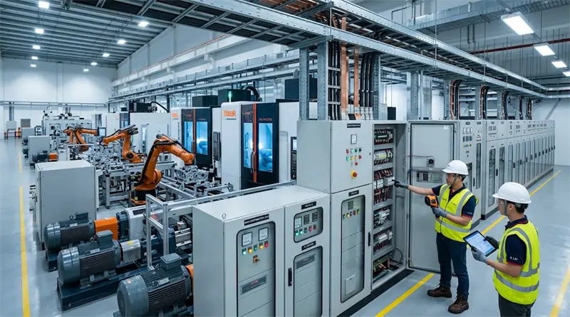 Manufacturing factory power quality improvement solution with industrial electrical equipment
