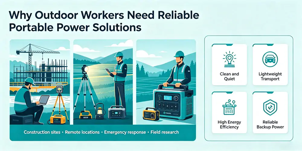 Why Outdoor Workers Need Reliable Portable Power Solutions Portable power solutions for outdoor workers in construction sites and remote locations