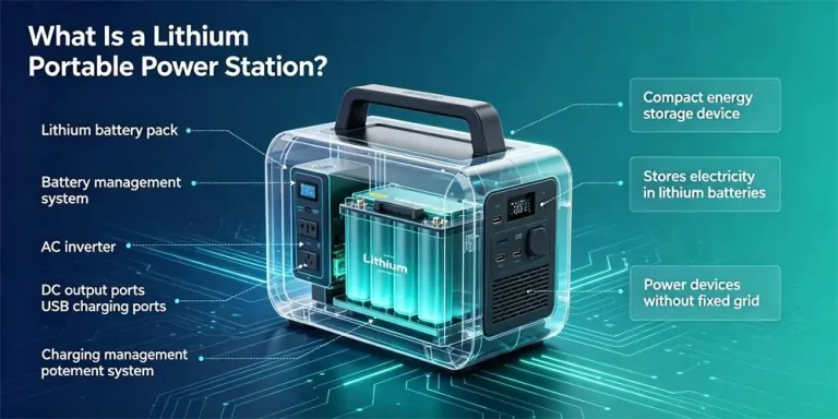 Lithium portable power station with lithium battery pack and battery management system