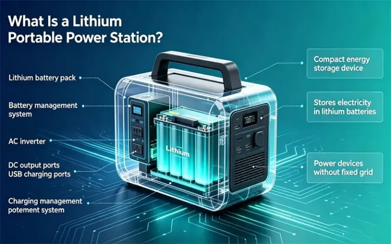 Lithium portable power station with lithium battery pack and battery management system