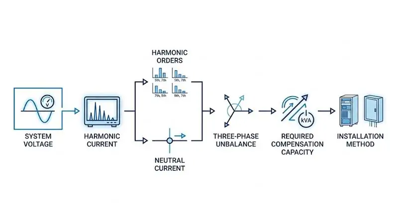 APF selection guide based on voltage harmonic current and load conditions