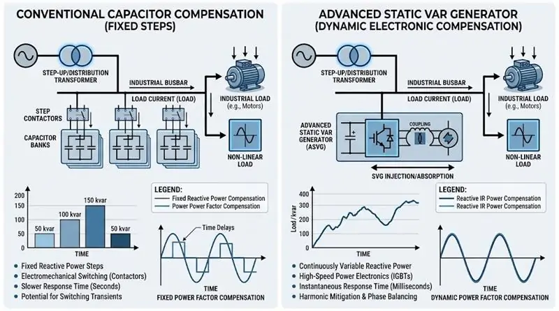 ASVG vs conventional reactive power compensation