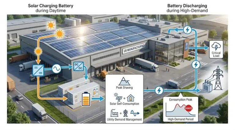 Commercial energy storage system for solar self-consumption and peak shaving