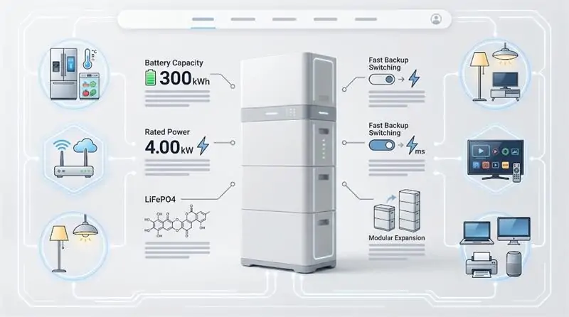 Residential BESS parameters and household load selection interface