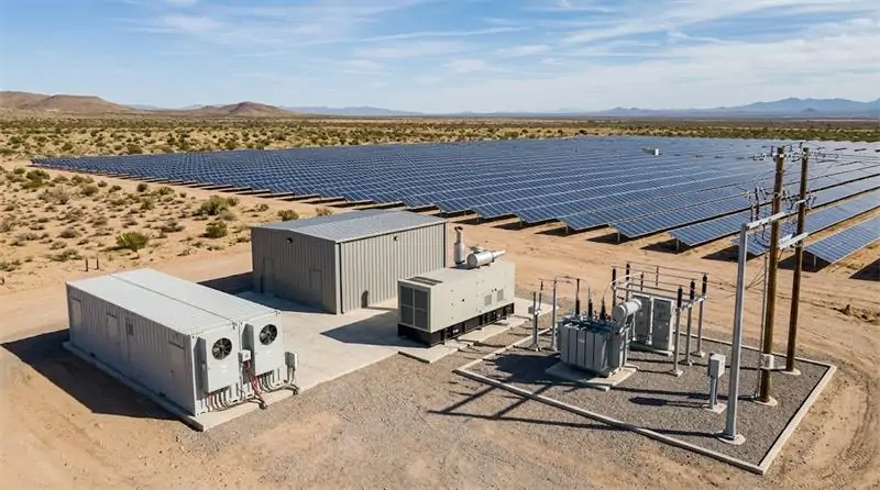 Solar battery diesel microgrid for remote industrial energy storage