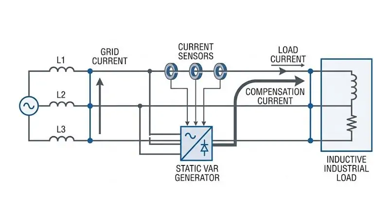 Static Var Generator working principle for reactive power compensation