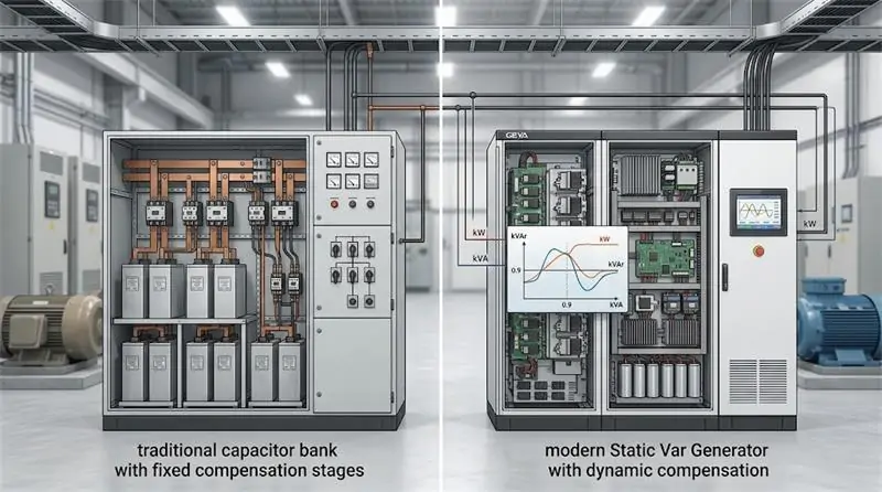 SVG vs capacitor bank for reactive power compensation