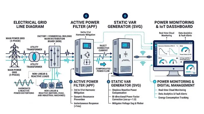 Comparison of voltage regulation technologies including OLTC capacitor banks SVG and solar inverters